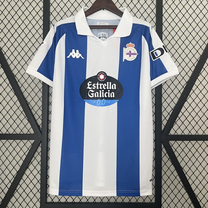 24/25 Deportivo La Coruna Home White Blue Jersey Kit Short Sleeve-6365821