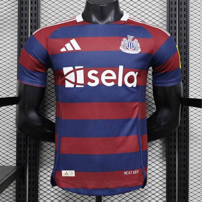 24/25 Newcastle United Away Red Blue Jersey Kit Short Sleeve (Player Version)-3548537