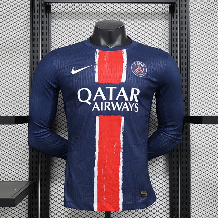 24/25 Paris Saint-Germain PSG Home Red Navy Blue Jersey Kit Long sleeve (Player Version)-3327157