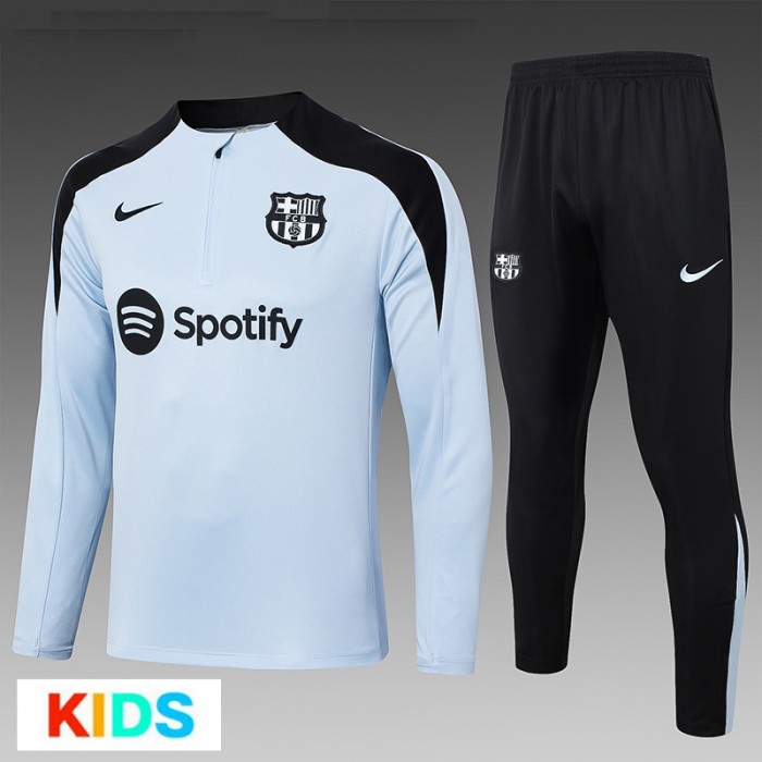 24/25 Kids Barcelona Light Blue Kids Edition Classic Jacket Training Suit (Top+Pant)-8975231