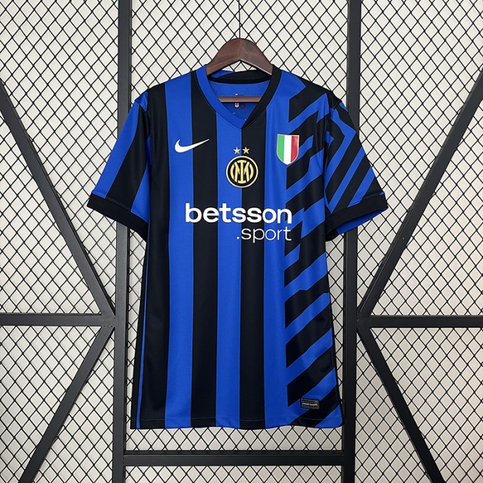 24/25 Inter Milan Home Black Blue Jersey Kit short sleeve-6133762