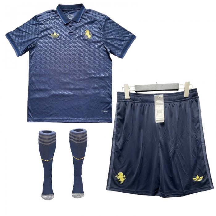 24/25 Juventus Second Away Navy Blue Jersey Kit short sleeve (Shirt+Short + Socks)-2964960