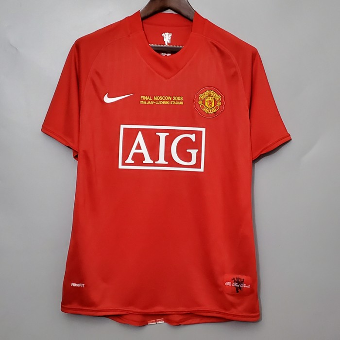 Retro 07/08 Manchester United M-U Home Champions League version Jersey Kit Short Sleeve-5428294