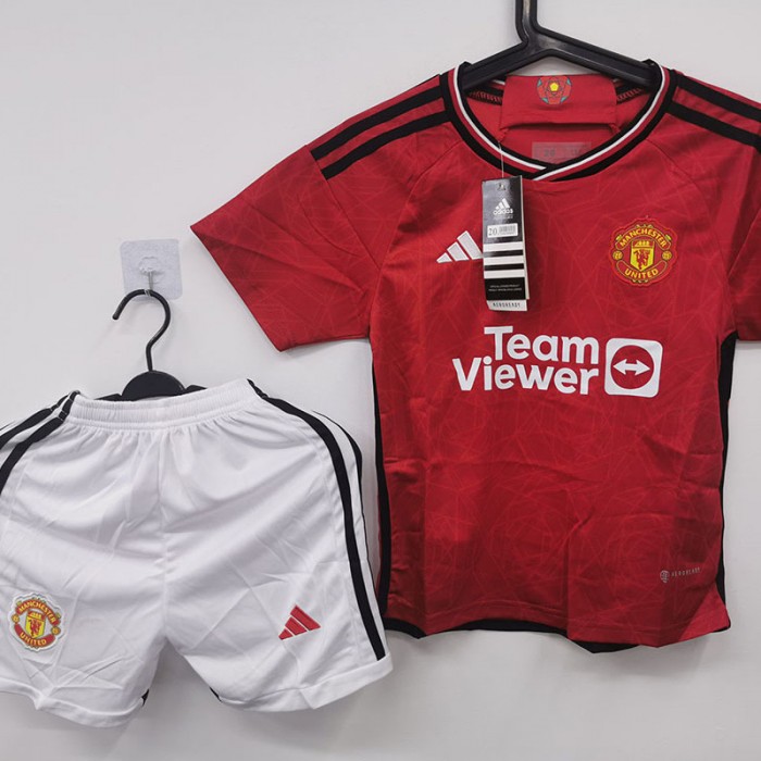 STOCK CLEARANCE [SIZE 20] 23/24 Kids Manchester United M-U Home Red Kids Jersey Kit short sleeve (Shirt + Short)-7482182