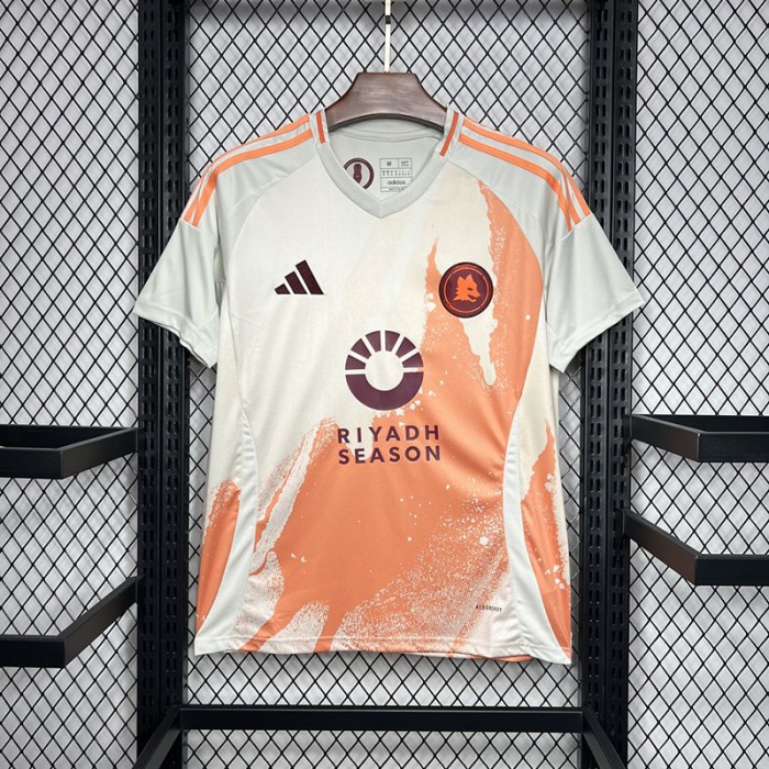 24/25 Roma Away White Orange Jersey Kit short sleeve-7907776