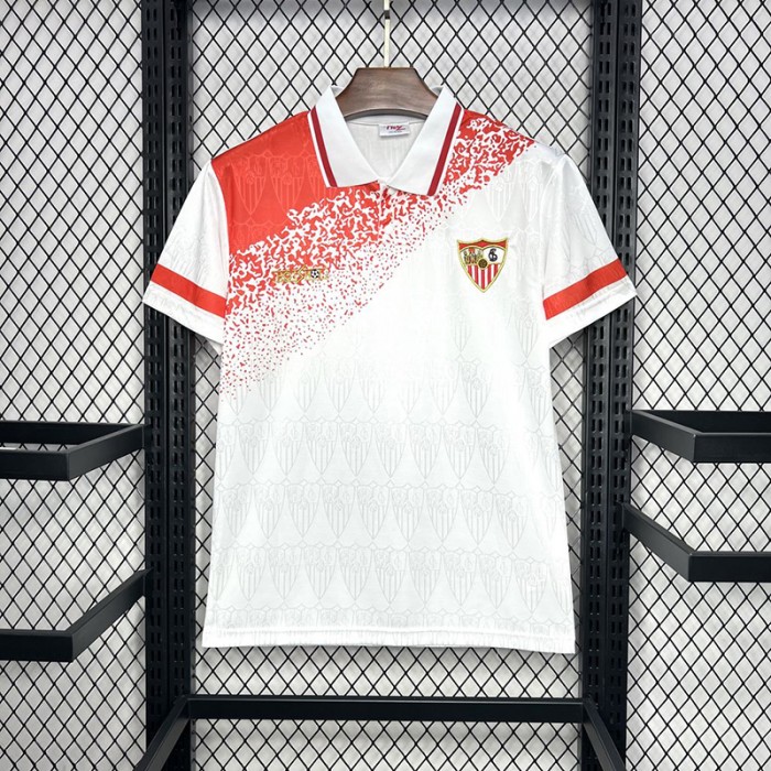 Retro 93/94 Sevilla Home White Red Jersey Kit short sleeve-2602991