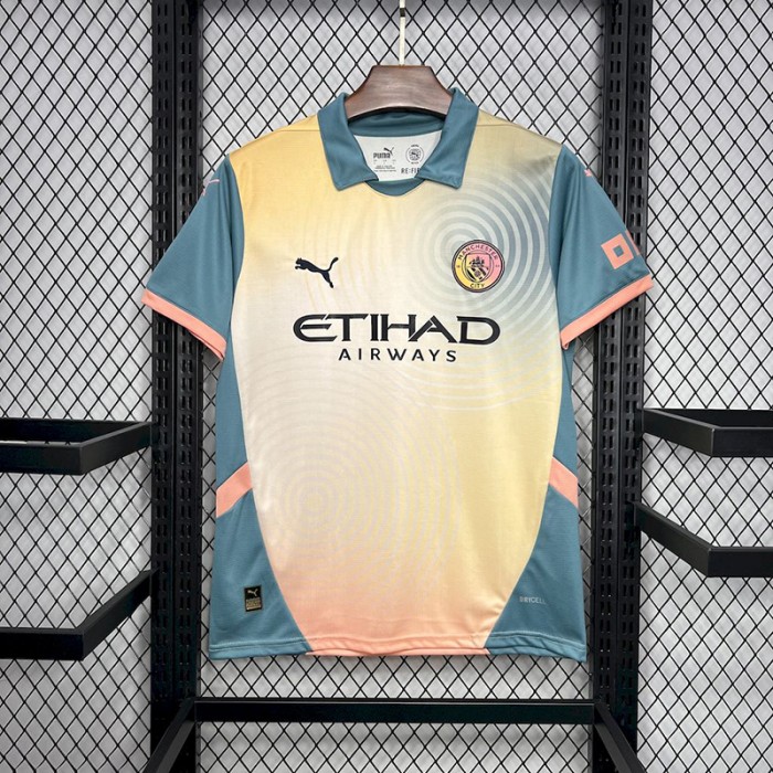 24/25 Manchester City Fourth Away Khaki Blue Jersey Kit short sleeve-5016114