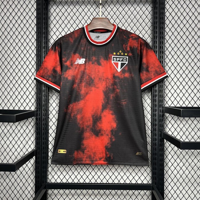 24/25 Sao Paulo Third Away Red Black Jersey Kit short sleeve-533064