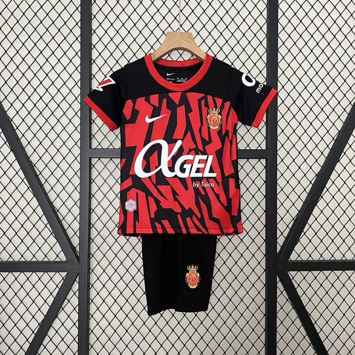 24/25 Kids Mallorca Home Red Black Kids Jersey Kit short sleeve (Shirt + Short)-7572631