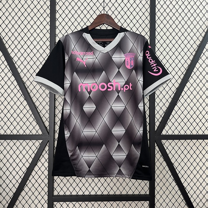 24/25 Braga Away Black Pink Jersey Kit short sleeve-4538863