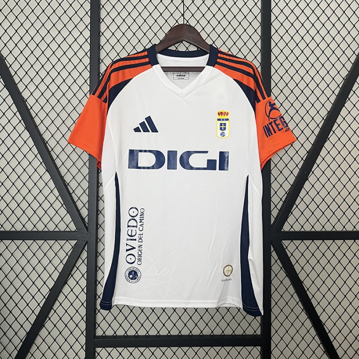 24/25 Real Oviedo Away White Orange Jersey Kit short sleeve-8212292