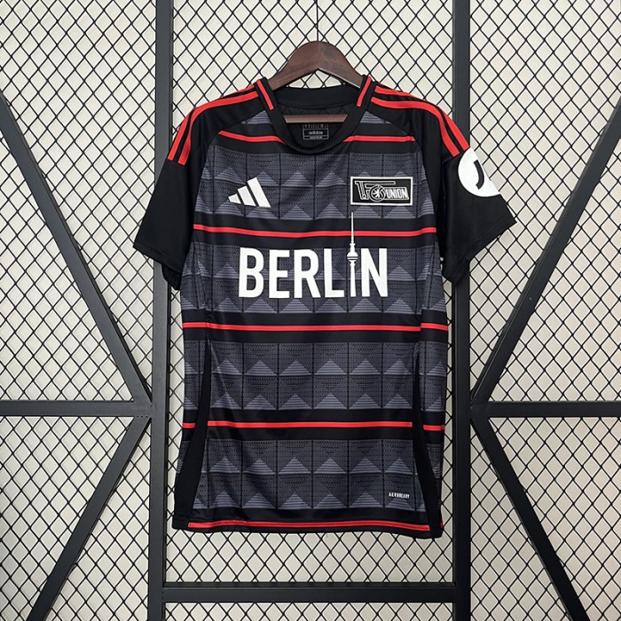 24/25 Union Berlin Away Gray Black Jersey Kit short sleeve-5623514