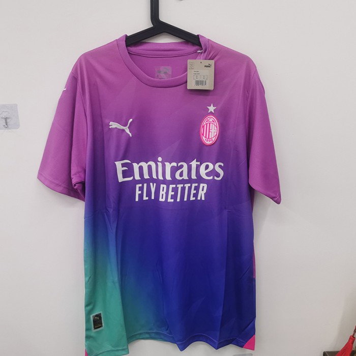 STOCK CLEARANCE [SIZE XL] 23/24 AC Milan Third Away Purple Blue Jersey Kit short sleeve-9692612