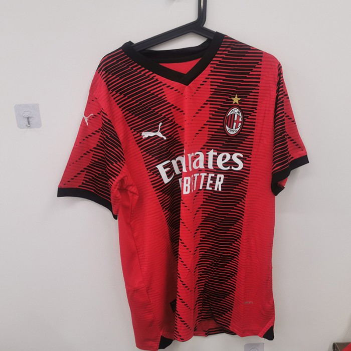 STOCK CLEARANCE [SIZE XL] 23/24 AC Milan Home Red Black Jersey Kit short sleeve-5757960