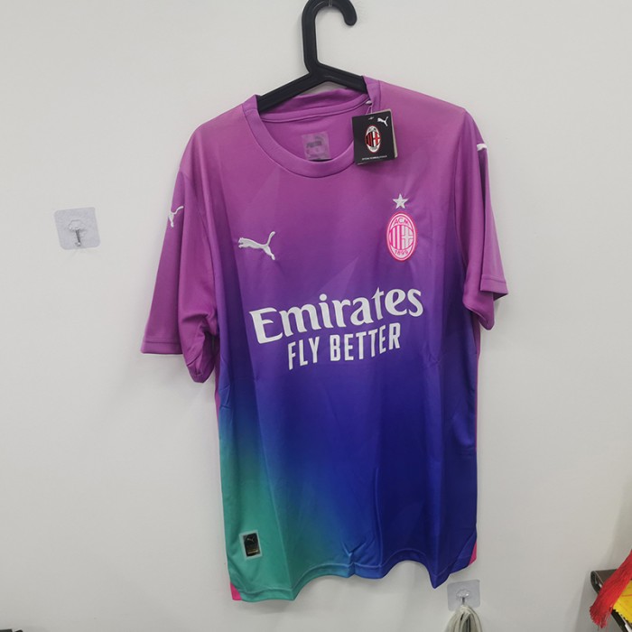 STOCK CLEARANCE [SIZE XL] 23/24 AC Milan Third Away Purple Blue Jersey Kit short sleeve-3035234