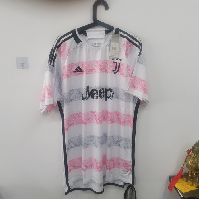 STOCK CLEARANCE [SIZE XXL] 23/24 Juventus Away White Pink Jersey Kit short sleeve-4303371