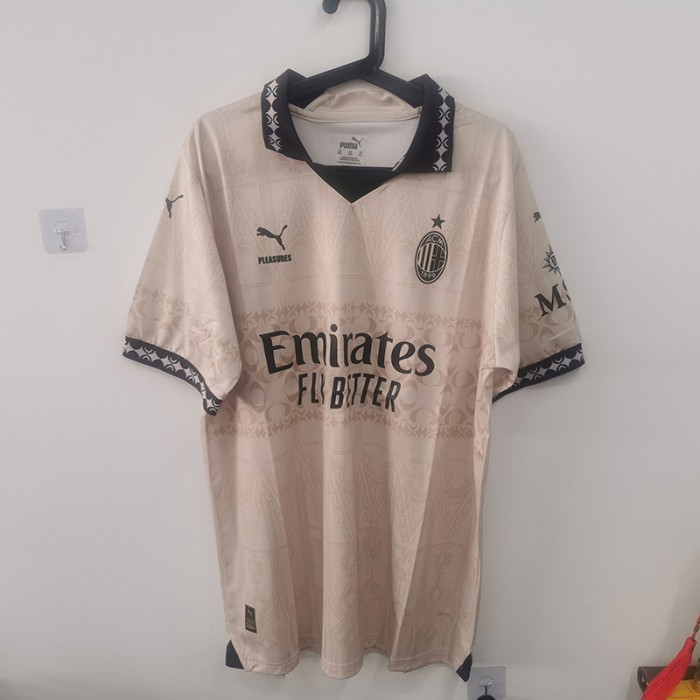 STOCK CLEARANCE [SIZE XXL] 23/24 AC Milan Beige Khaki Jersey Kit short sleeve-3811904