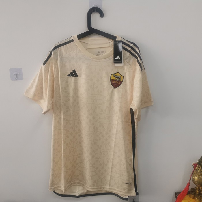 STOCK CLEARANCE [SIZE XL] 23/24 Roma Away Khaki Jersey Kit short sleeve-4717026