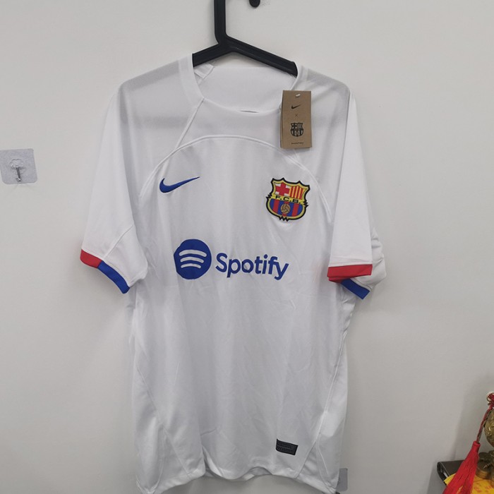 STOCK CLEARANCE [SIZE XXL] 23/24 Barcelona Away White Jersey Kit short sleeve-4393918