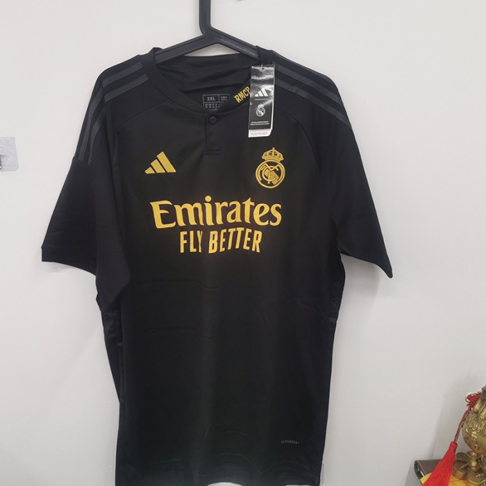 STOCK CLEARANCE [SIZE XXL] 23/24 Real Madrid Third Away Black Jersey Kit short sleeve-9871811