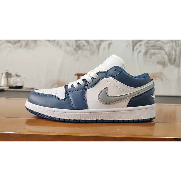 Air Jordan 1 AJ1 Running Shoes-White/Navy Blue-4811202