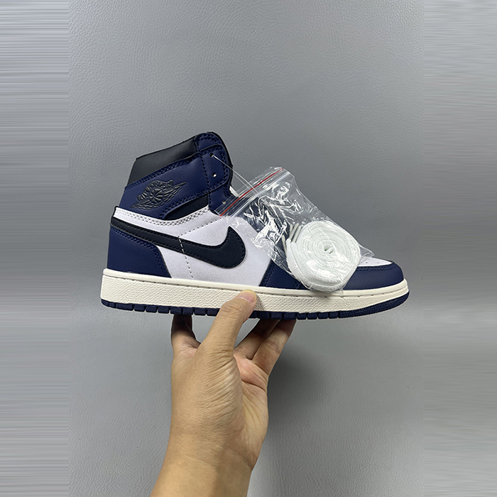 Air Jordan 1 AJ1 High Running Shoes-White/Navy Blue-2675376