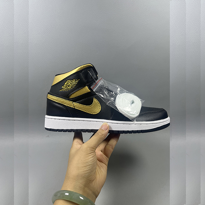 Air Jordan 1 AJ1 High Running Shoes-Black/Gold-2372449