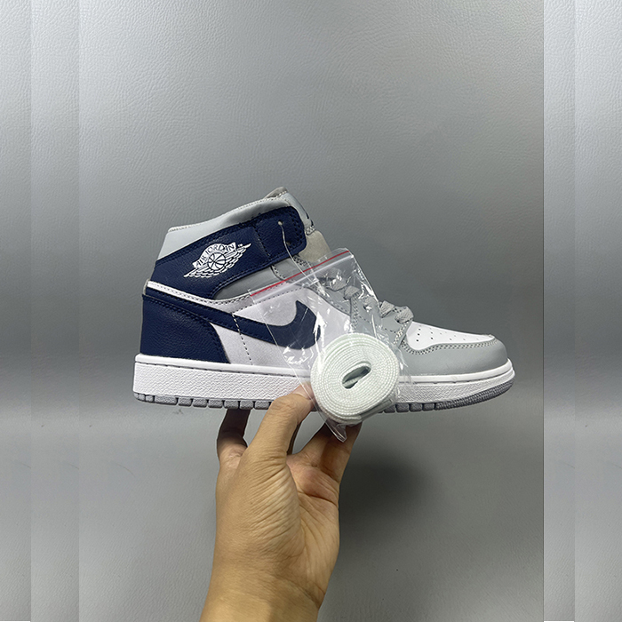 Air Jordan 1 AJ1 High Running Shoes-Gray/Navy Blue-804713