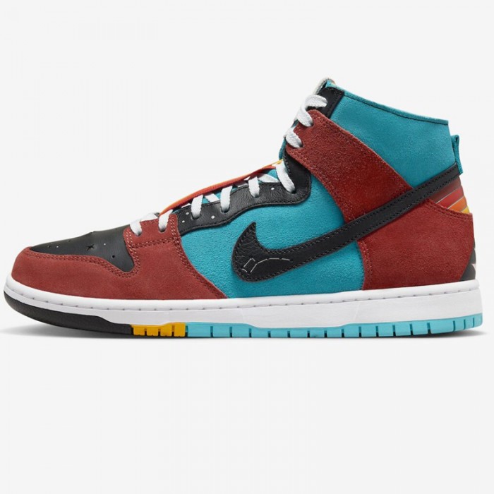 Di'orr Greenwood x SB Dunk High Running Shoes-Green/Wine Red-4255372