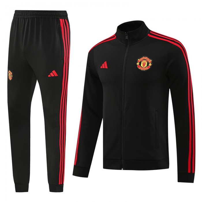 24/25 Manchester United M-U Black Red Edition Classic Jacket Training Suit (Top+Pant)-1609517