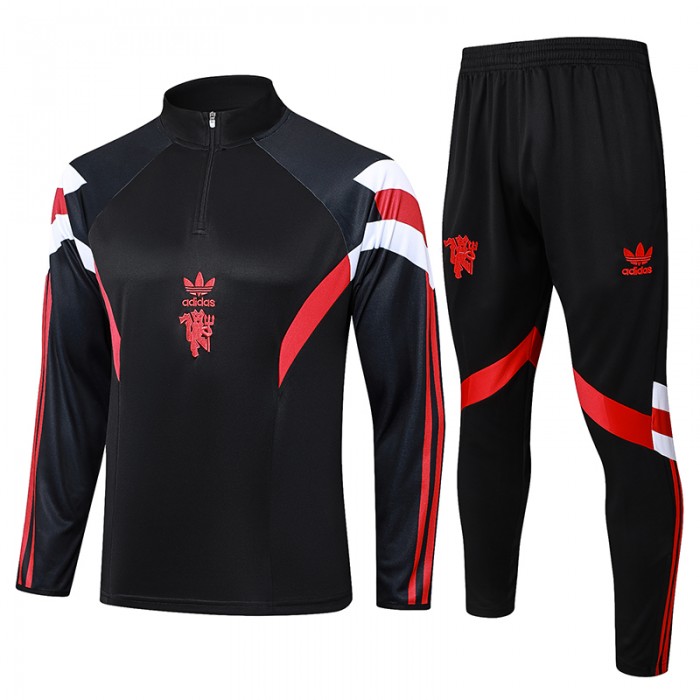 24/25 Manchester United M-U Black Red Edition Classic Jacket Training Suit (Top+Pant)-2324589