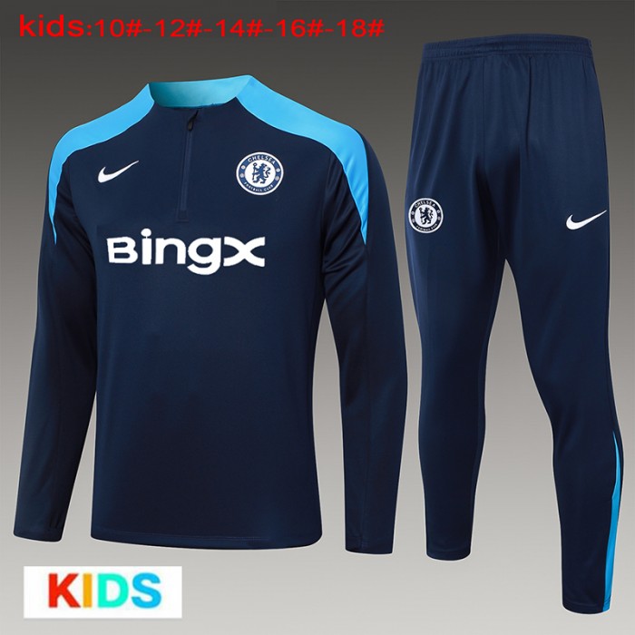 24/25 Kids Chelsea Navy Blue Edition Classic Jacket Training Suit (Top+Pant)-1319852