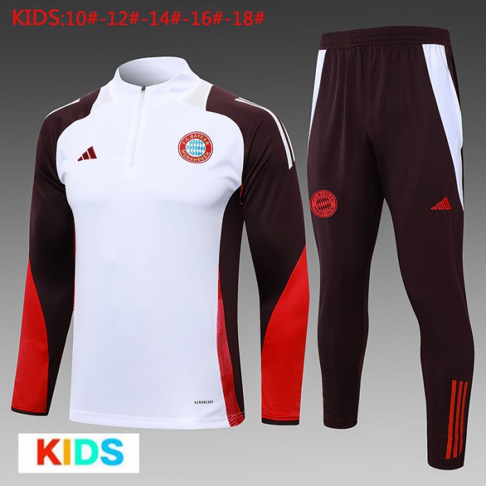 24/25 Kids Bayern Munich White Red Edition Classic Jacket Training Suit (Top+Pant)-6255246