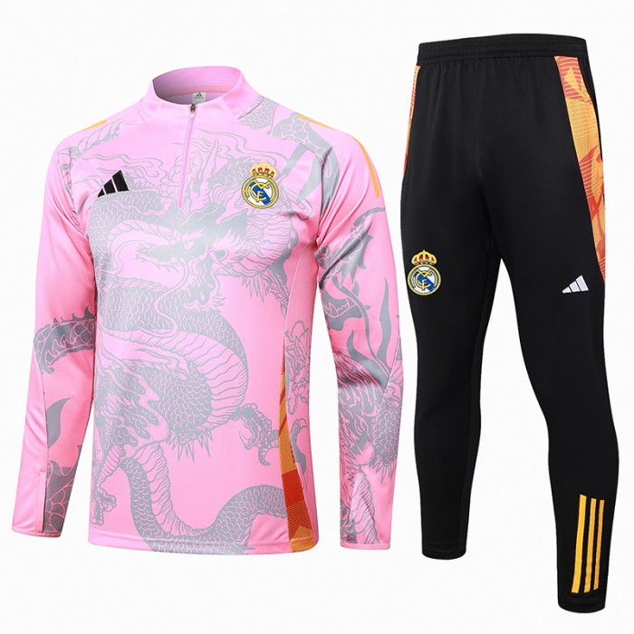 24/25 Real Madrid Pink Gray Edition Classic Jacket Training Suit (Top+Pant)-9419592