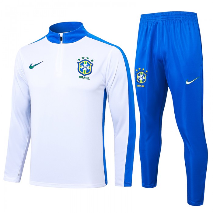 2024 Brazil White Blue Edition Classic Jacket Training Suit (Top+Pant)-5111369