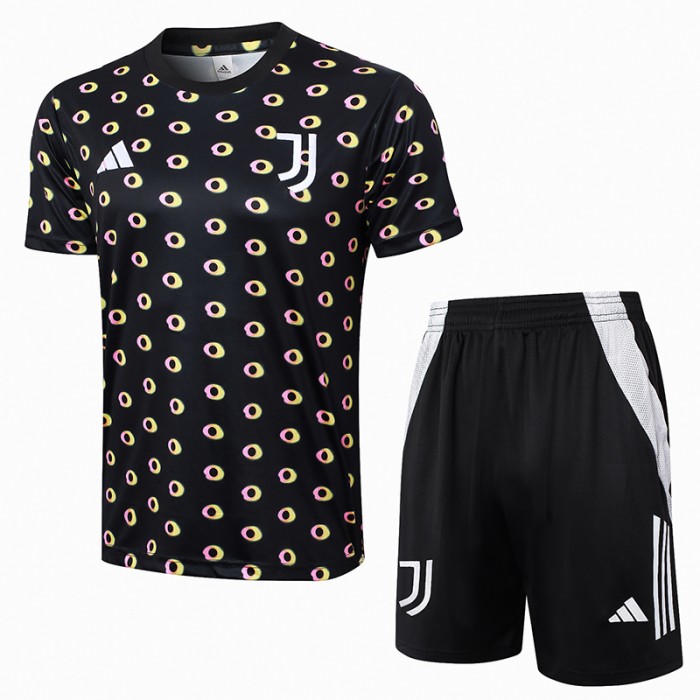 24/25 Juventus Training Black Jersey Kit short Sleeve (Shirt + Short)-3992038