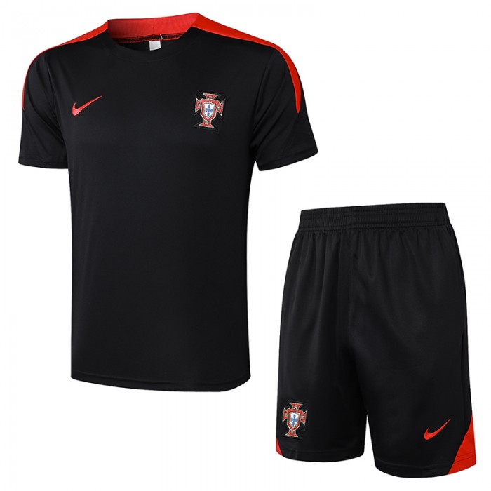 2024 Portugal Training Black Jersey Kit short Sleeve (Shirt + Short)-9859539