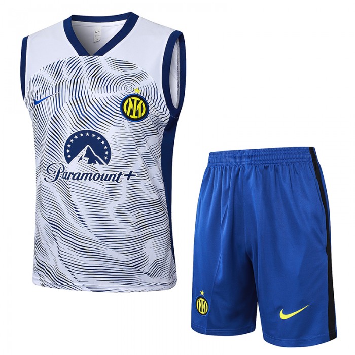 24/25 Inter Milan White Blue Training jersey Kit Sleeveless Vest (Vest + Short)-3079082