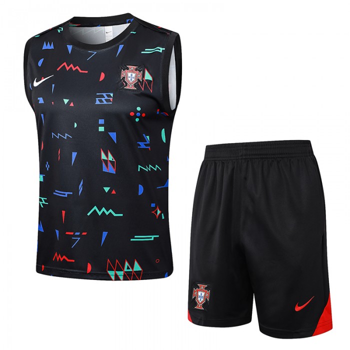 2024 Portugal Black Training jersey Kit Sleeveless Vest (Vest + Short)-4264517