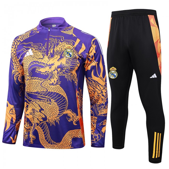 24/25 Real Madrid Purple Yellow Edition Classic Jacket Training Suit (Top+Pant)-3168487