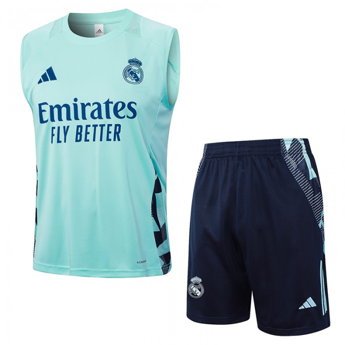 24/25 Real Madrid Light Green Training jersey Kit Sleeveless Vest (Vest + Short)-2730544