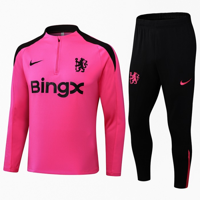 24/25 Manchester United M-U Pink Black Edition Classic Jacket Training Suit (Top+Pant)-1041982