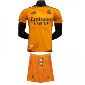 24/25 Real Madrid Away Orange Jersey Kit short sleeve (Shirt + Short) (Player Version)-9613824