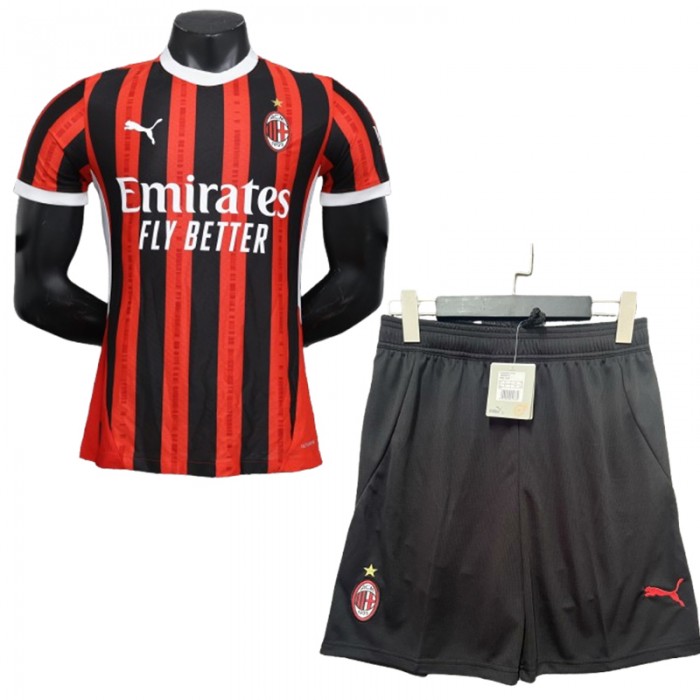 24/25 AC Milan Home Red Black Jersey Kit short sleeve (Shirt + Short) (Player Version)-5583707