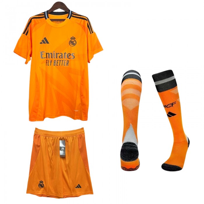 24/25 Real Madrid Away Orange Jersey Kit short sleeve (Shirt + Short + Socks)-8715190