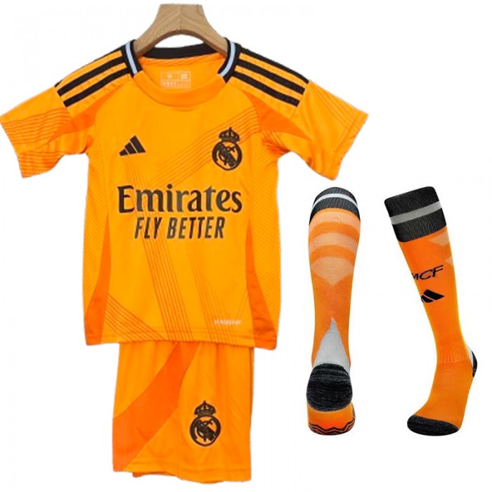 24/25 Kids Real Madrid Away Yellow Kids Jersey Kit short sleeve (Shirt + Short + Socks)-5072107