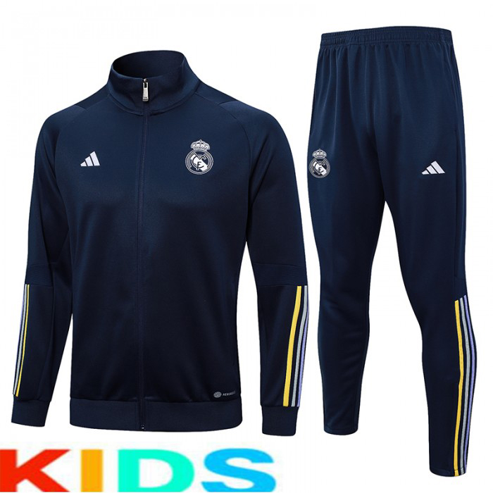 24/25 Kids Real Madrid Nvay Blue Edition Classic Jacket Training Suit (Top+Pant)-6578367