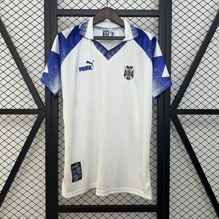 Retro 97/98 Hummel Tenerife Home White Blue Jersey Kit Short Sleeve-9443607