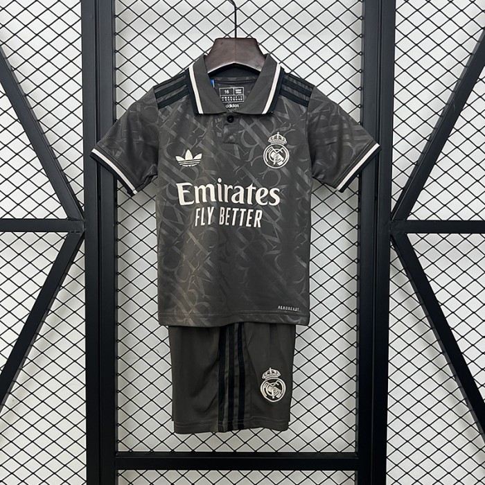 24/25 Kids Real Madrid Away Gray Kids Jersey Kit short sleeve (Shirt + Short)-7969080