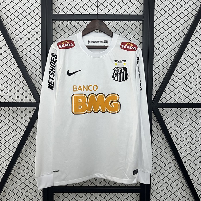 Retro 11/12 Santos Laguna Home White Jersey Kit Long Sleeve-5307465